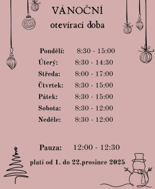 Hou, hou...Vánoce se blíží a my jsme pro vás na měsíc PROSINEC, trošku upravily otevírací dobu obchůdku. Abyste mohli v...